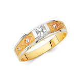 14K Tri Color Gold CZ Trio Wedding Set