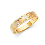 14K Tri Color Gold CZ Trio Wedding Set