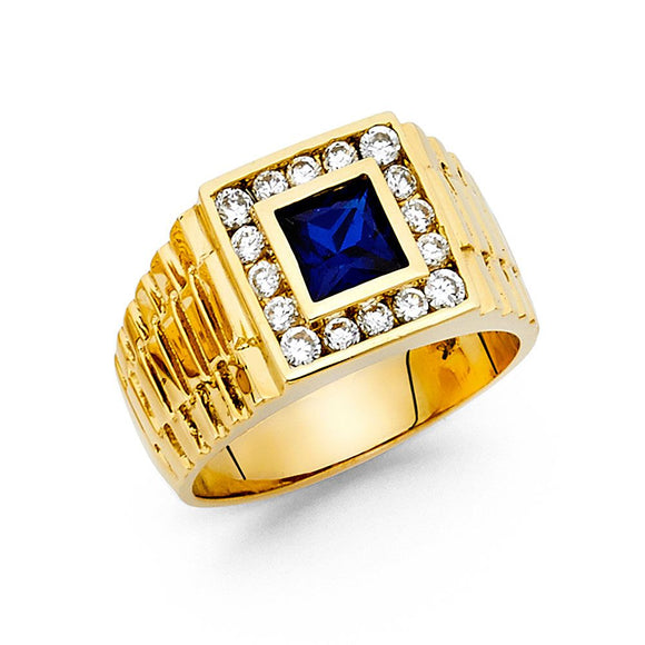 14K Yellow Gold CZ Fancy Nugget Style Ring