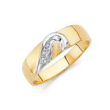 14K Yellow & White Gold CZ Heart Wedding Set Trio