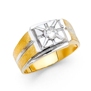 14K Yellow & White Gold CZ Fancy Ring