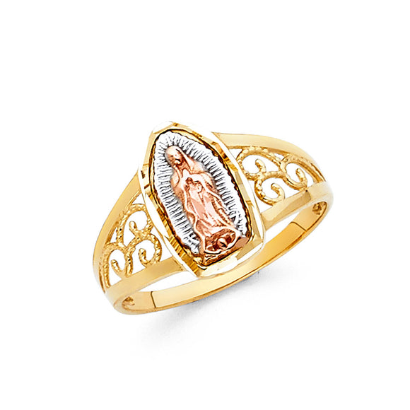 14K Tri Color Gold Fancy Virgen Mary Ring