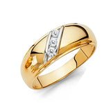 14K Yellow & White Gold CZ Trio Wedding Set