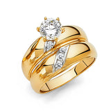 14K Yellow & White Gold CZ Trio Wedding Set