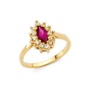 14K Yellow Gold CZ Fancy Oval Ring
