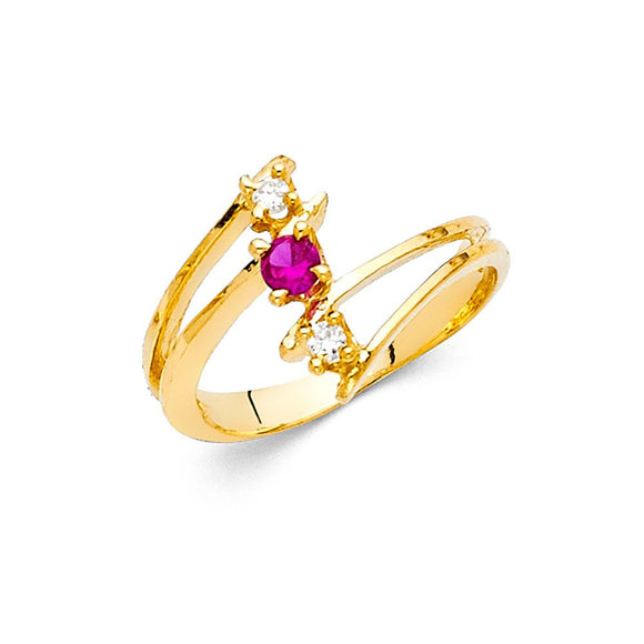 14K Yellow Gold CZ 3 Stones Ring