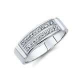 14K White Gold CZ Trio Wedding Set