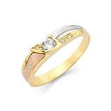 14K Tri Color Gold CZ Trio Wedding Set