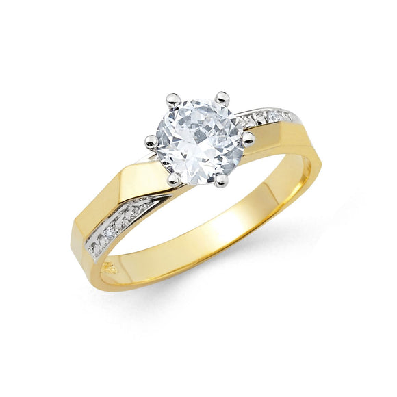 14K Yellow & White Gold CZ 