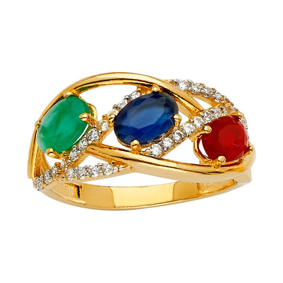14K Yellow Gold Colored Gem CZ Ring