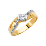 14K White & Yellow Gold CZ Trio Wedding Set