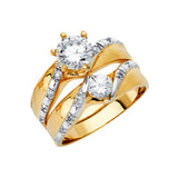 14K White & Yellow Gold CZ Trio Wedding Set