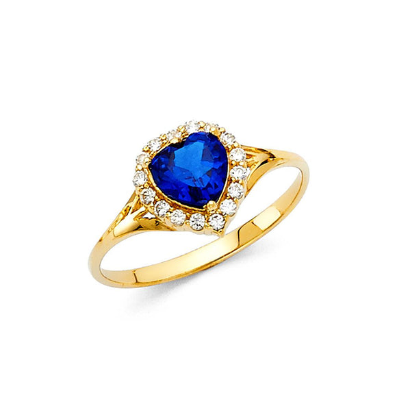 14K Yellow Gold CZ Saphire Gem Ring