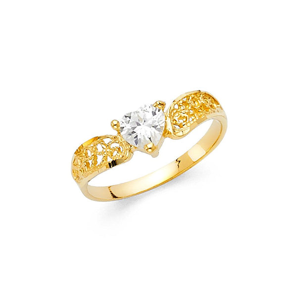 14K Yellow Gold CZ Fancy Ring
