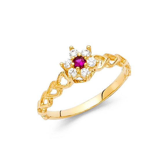 14K Yellow Gold CZ Fancy Ring