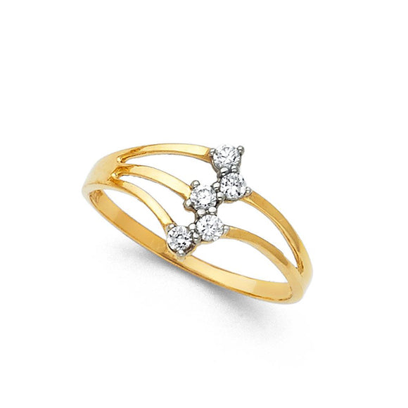 14K Yellow Gold CZ Fancy Ring