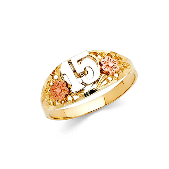 14K Tri Color Gold Quince Ring