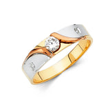 14K Tri Color Gold CZ Trio Wedding Set