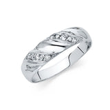 14K White Gold CZ Trio Wedding Ring Set