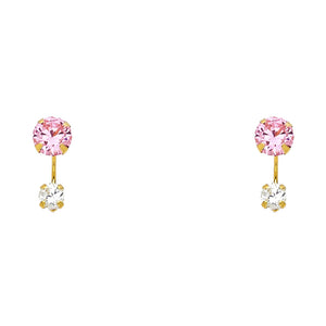 14K Yellow Gold CZ Telephone Style Earrings