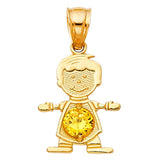 14KY Birthstone CZ Boy Pendant